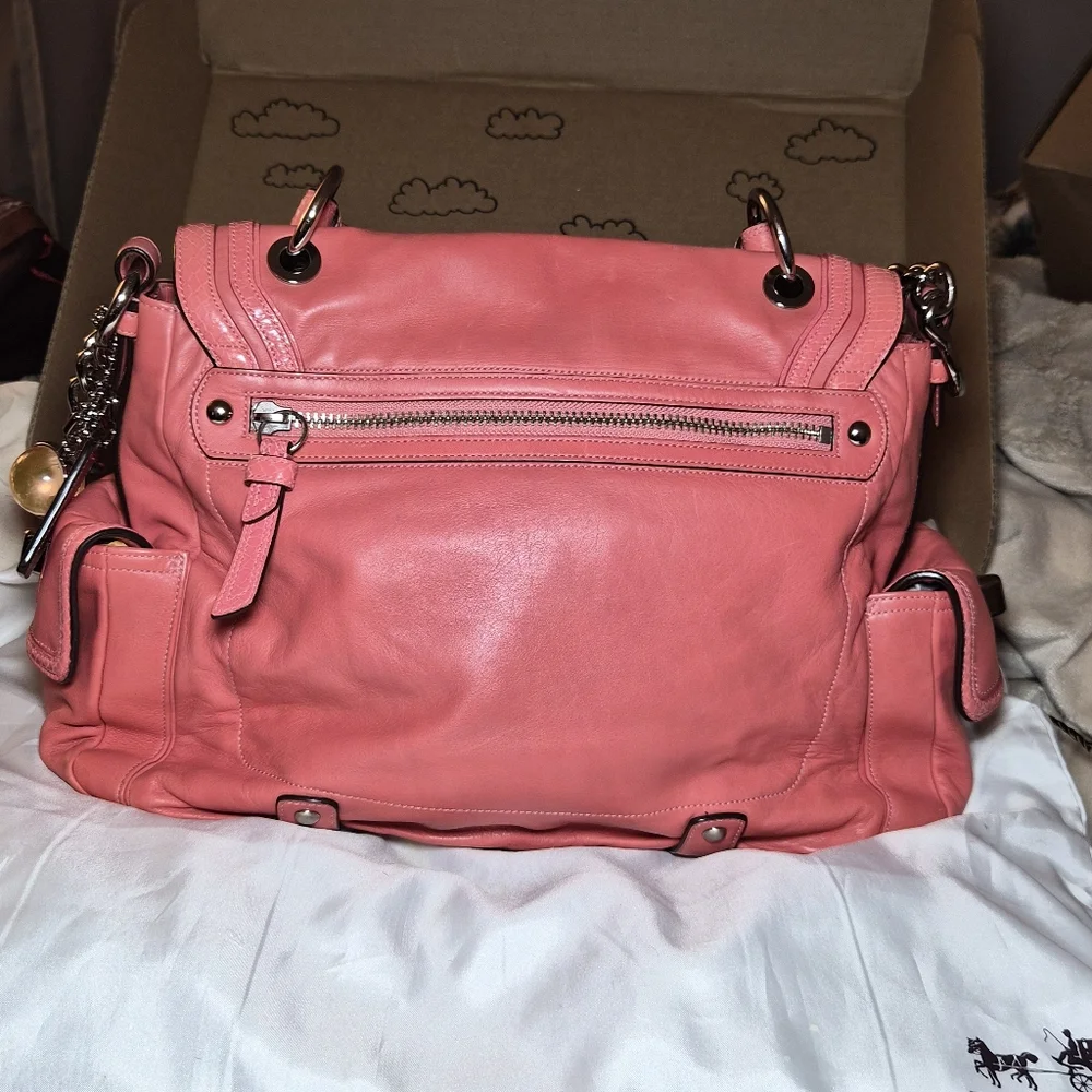 Coach Pink Leather Shoulder Bag with Chain Strap